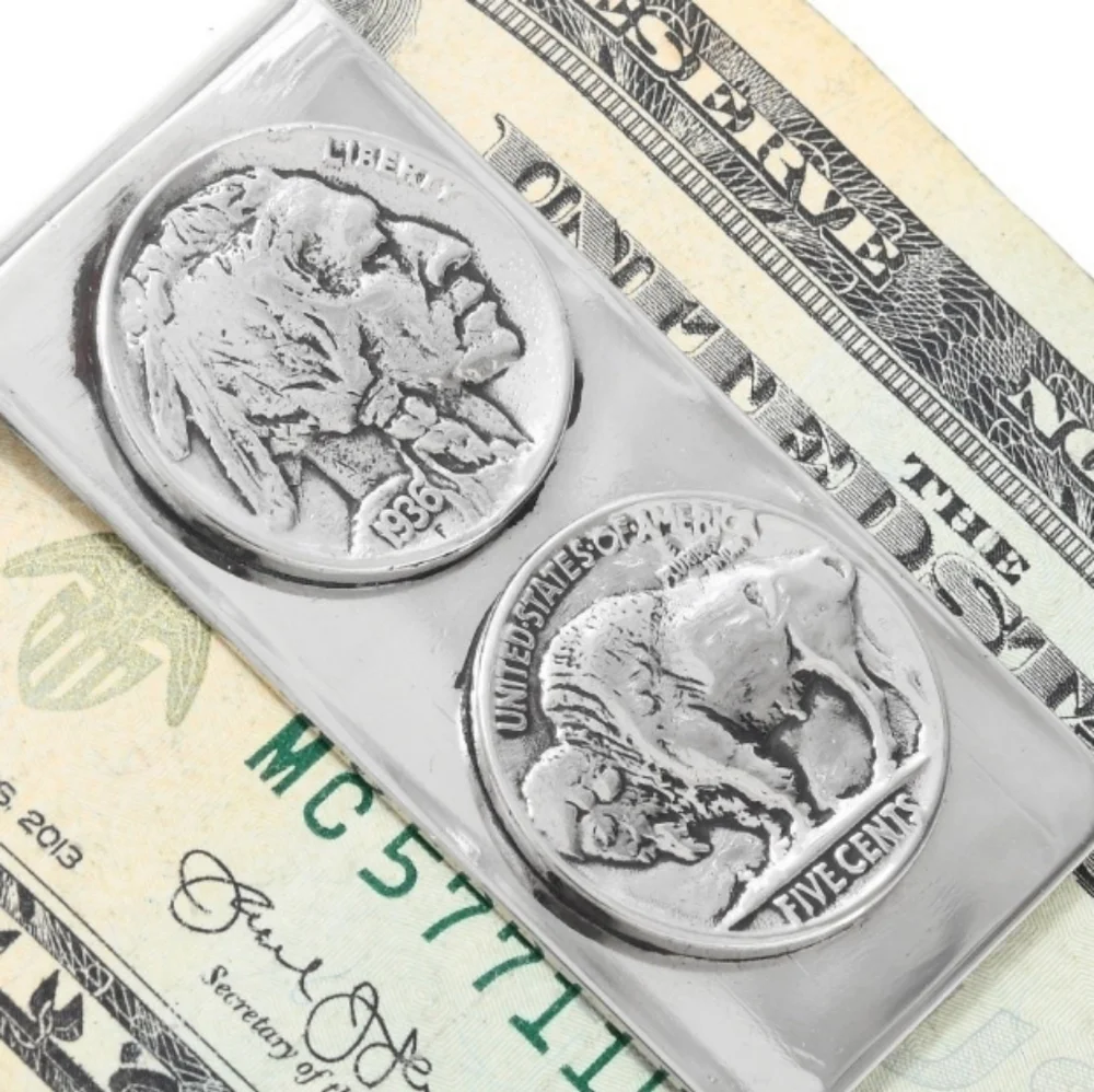 Handmade VINTAGE Buffalo Nickel & Indian Penny Men's Money Clips